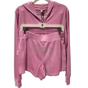 Juicy Couture Velour Tracksuit Set Bling Lavender Large Hoodie* & Medium Shorts*